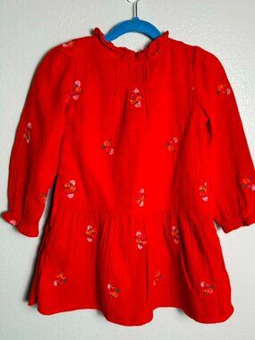 Cat & Jack Toddler Girls Red Floral Embroidered Dress